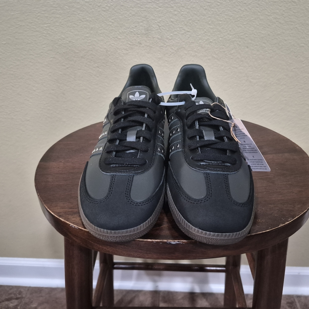 Adidas Samba OG Core Black Gum  Women's Studded Metal Sneakers JR8869
